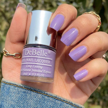 Debelle Gel Nail Polish Blueberry Crepe (Lavender Nail Paint)|Non Uv - Glossy Finish |Chip Resistant | Seaweed Enriched Formula| Long Lasting|Cruelty And Toxic Free| 8Ml